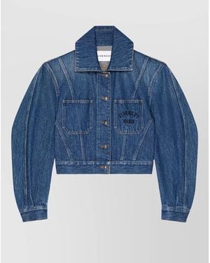 Givenchy Short Denim Jacket Long Sleeves Pockets - Blue