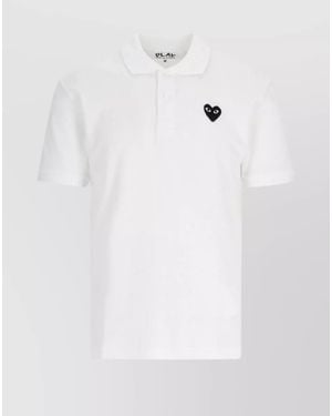 COMME DES GARÇONS PLAY Short Sleeves Polo Collar Top - White
