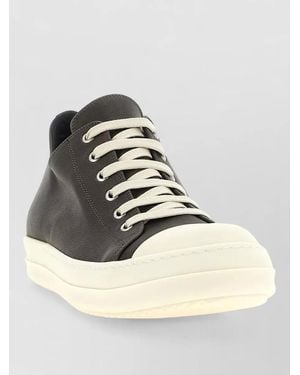 Rick Owens Lace Up Low Top Leather Sneakers - Metallic