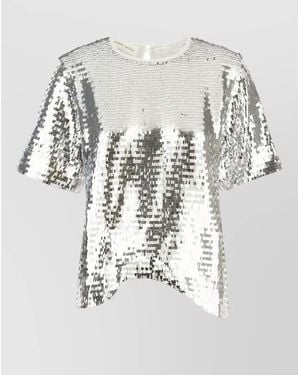 Niccolò Pasqualetti Cotton T Shirt Sequin Detail Back Keyhole - White