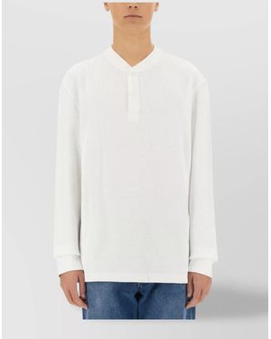 Barbour Ribbed Cuffs Waffle Texture T-Shirt - White