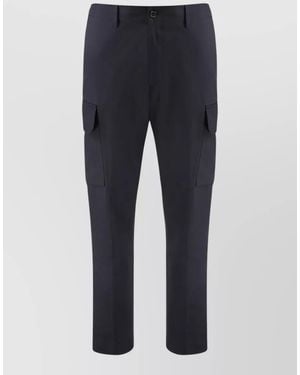 Paul Smith Cotton Cargo Pants Elastic Waist Pockets - Blue