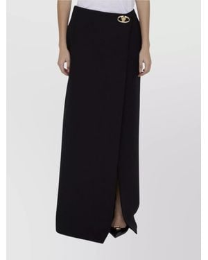 Valentino Garavani Silk Wool Wrap Maxi Skirt - Black