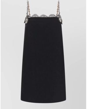 Valentino Garavani Crystal Embroidery Dress Lace Trim Mini - Black