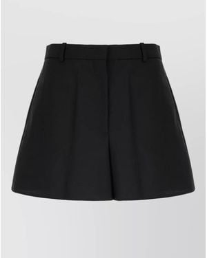 Givenchy Wool Blend Pleated High Waist Shorts - Black