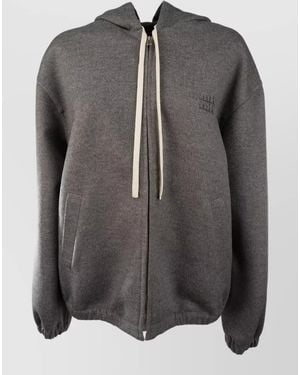 Miu Miu Knit Hooded Jacket Elasticated Cuffs Long Sleeves - Grey