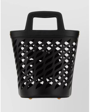 【送料&関税込】Etro Perforated Leather Bucket Bag With Shou Etro Clutch Bag Leather Detachable Strap in Brown | Lyst
