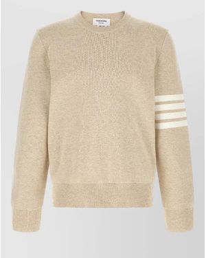 Thom Browne Signature Stripe Crew Neck Knit Jumper - Natural