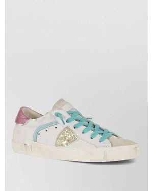 Philippe Model Low Lace Up Shoes Metallic Heel - Blue