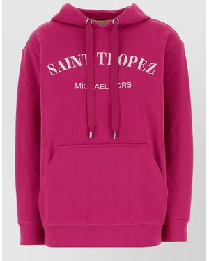 Michael Kors Cotton Hooded Sweatshirt Kangaroo Pocket - Pink