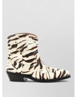 Ganni Printed Western Ankle Boots - Metallic