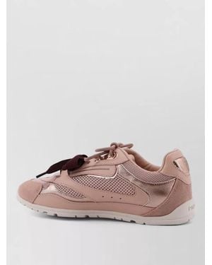 Pinko Leather Mesh Low-Top Sneakers - Brown