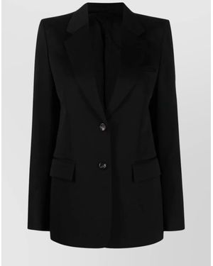 Lanvin Blazer Longline Single-Breasted Notch Lapels Flap Pockets - Black