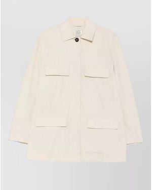 TOTEME Cotton Blend Jacket Elastic Waist Collar - Natural
