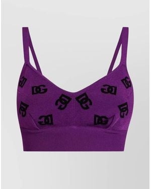 Dolce & Gabbana Viscose Bra Top With Dg Jacquard Logo - Purple