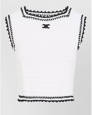 Celine Crochet Sleeveless Knitted Top - White