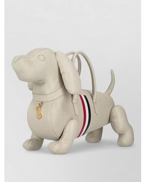 Thom Browne Hector Dog Tote Bag Tricolour Stripe - Natural