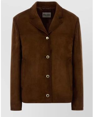 Miu Miu Suede Fitted Jacket - Brown