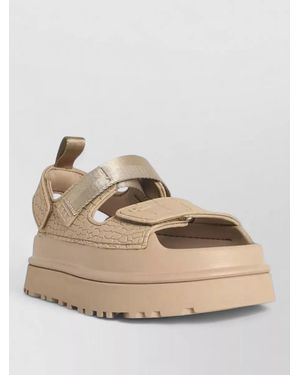 UGG Suede Leather Goldenglow Embossed Sandals - Natural
