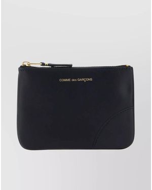 Comme des Garçons Leather Coin Case With Logo And Zip - Black