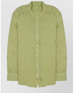 120% Lino Linen Shirt Long Sleeves Slim Fit - Green