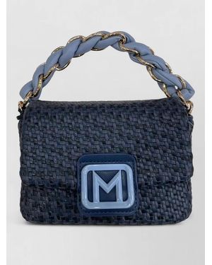 Marella Shoulder Bag Woven Texture Chain Handle - Blue