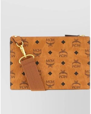 MCM Crossbody Bag With Adjustable Strap And Front Pocket - Brown