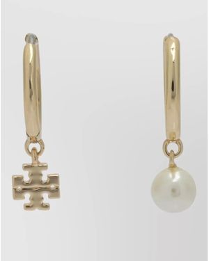Tory Burch Signature Jewels Earrings Tone Pearls - White