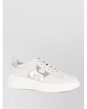 Hogan Lace Up Shoes Platform Sole Round Toe - White
