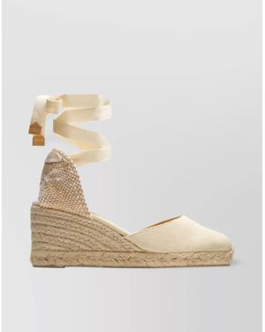 Castañer Carina Wedges Ankle Wrap - Natural