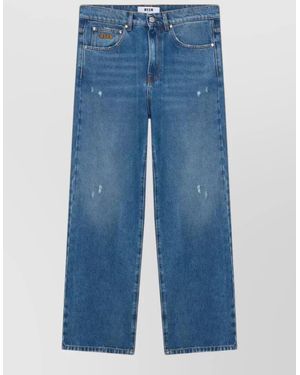 MSGM Denim Pants Distressed Detail Belt Loops - Blue