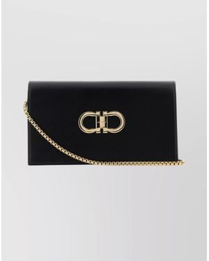 Ferragamo Chain Strap Shoulder Bag With Hardware - Black