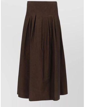PT Torino Pleated Midi Skirt - Brown