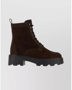 Tory Burch Ankle Boots With Round Toe And Chunky Sole - Brown