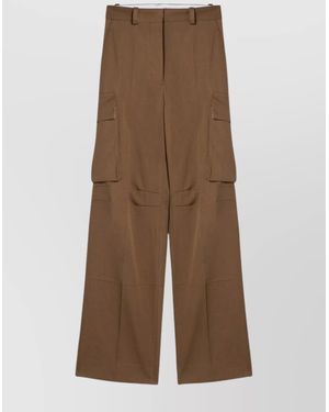 Victoria Beckham Tobacco-coloured Cotton Cargo Trousers in