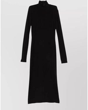 Norma Kamali Turtleneck Dress Long Sleeves Midi Length - Black