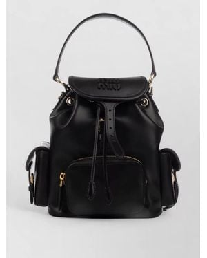 Miu Miu Zaini Bucket Bag Top Handle Buckle Straps - Black
