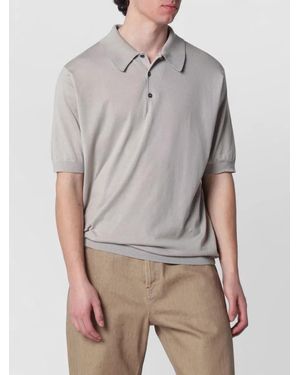 John Smedley Shirt Polo Collar Short Sleeves Ribbed Cuffs - Grey