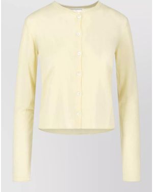 DUNST Long Sleeve Round Neck Knit Top - Yellow