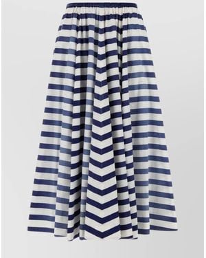 Prada Striped A-Line Midi Skirt - Blue