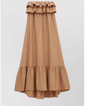 Saint Laurent Saint Laurent Cotton Twill Ruffle Dress - Natural