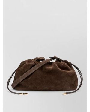 Marella Suede Shoulder Bag Adjustable Strap Hardware - Brown