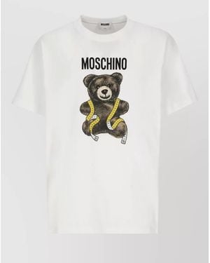 Moschino Logo Print Cotton Short Sleeve T-Shirt - White