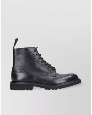 Tricker's Chunky Sole Ankle Boots With Brogue Detailing - Blue