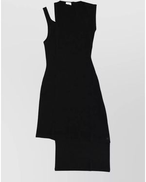 Courreges Ribbed Knee-Length Dress - Black