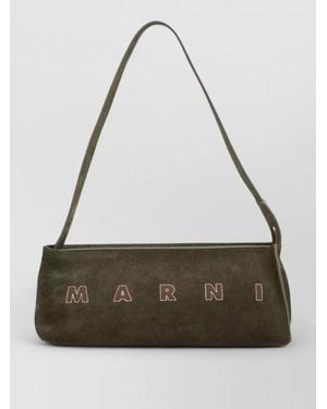 Marni Museo Hobo Shoulder Bag Suede Finish - Gray