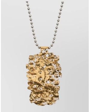 Isabel Marant Long Brass Necklace Textured Pendant Chain - Metallic