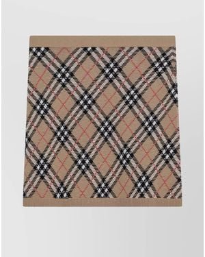 Burberry Wool Mohair Blend Checked Mini Skirt - Brown