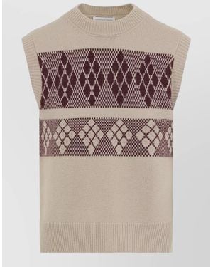 Dries Van Noten Wool Sleeveless Jacquard Knit Tank Top - Multicolour