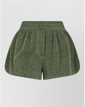 Oséree Straight Shorts Glitter Finish Side Slits - Green